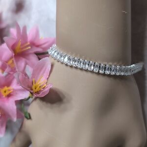 NEW! Elegant Sparkly Silver Tennis Bracelet w/ Swarovski Crystals